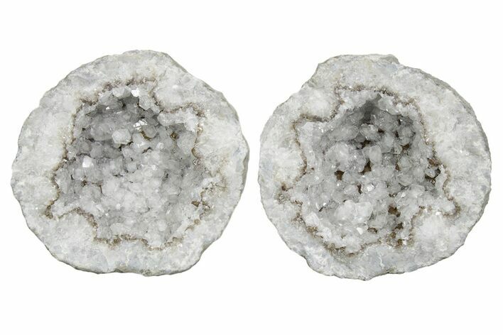 Keokuk Geode with Calcite Crystals (Pair) - Missouri #349535